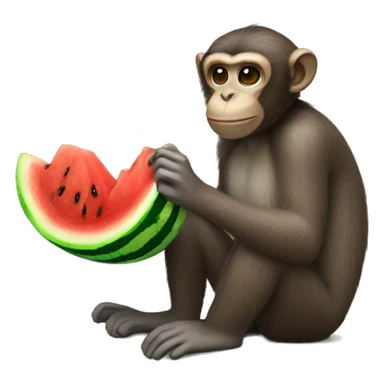 Monkey eating watermelon  sticker