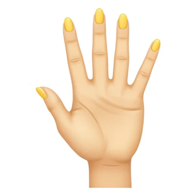 A yellow hand with index and middle finger up pointing on its side sticker