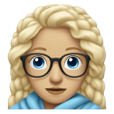 Blonde under the blanket in glasses with blue eyes sticker