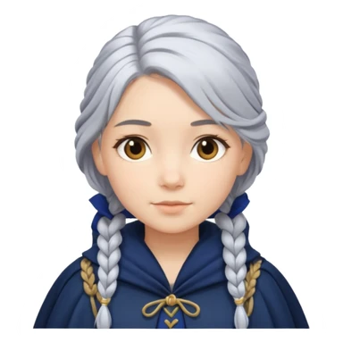 braid silver hair girl, navy cloak sticker
