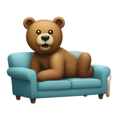A bear building a couch  sticker