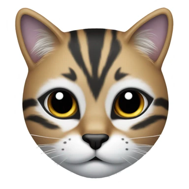Cat with clear white face with a black mustache-shaped spot under the nose and a little on nose. Dark patches on the forehead and around the ears create a striking contrast with the white fur. sticker