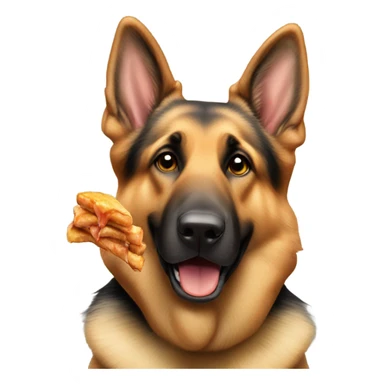 German shepherd eating chicken  sticker