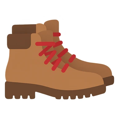 brown hiking boots with red laces, flat  sticker