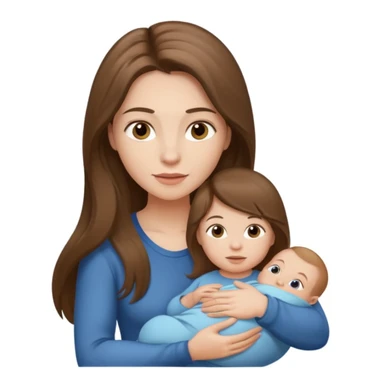 Exhausted Light brunette long hair fit mom with baby boy sticker