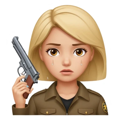 Girl holding a gun hand to head sticker