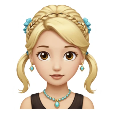 fancy blonde hair girl with ponytails brown makeup and jewellery sticker