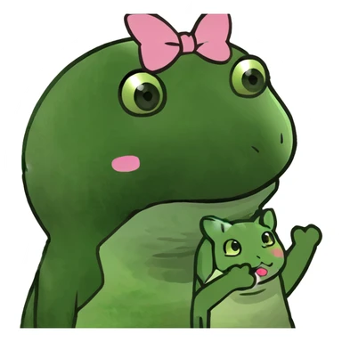 pinguin with pink bow and holding meow pokemon  sticker