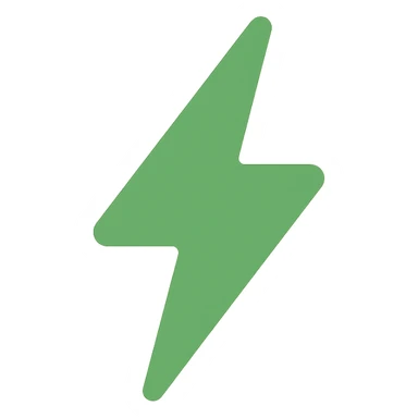 green lightning bolt, clean and bold, suitable for an icon sticker