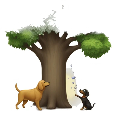 Tree releases sap onto dog.  sticker