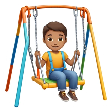 a colorful swing set with a smiling child, fun and friendly sticker
