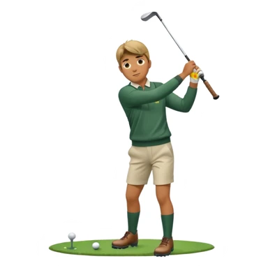 A man taking a drive off the tee in the rain wearing wellington boots  sticker