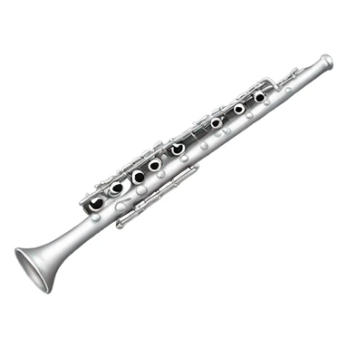 silver flute with a black wood mouthpiece sticker