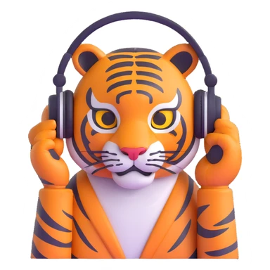 minimalist tiger wearing headphones sticker