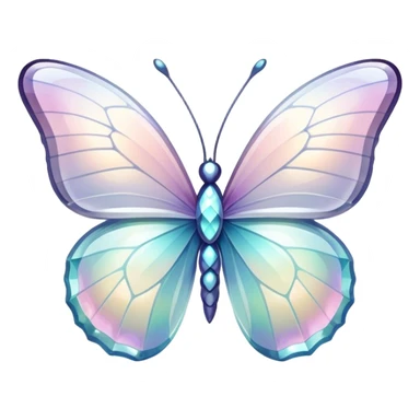 Pastel white iridescent glass crystal butterfly sticker