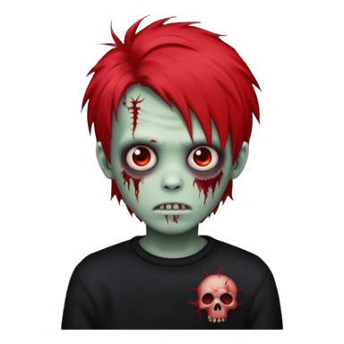 emo zombie boy largue hair red with black sweater  sticker