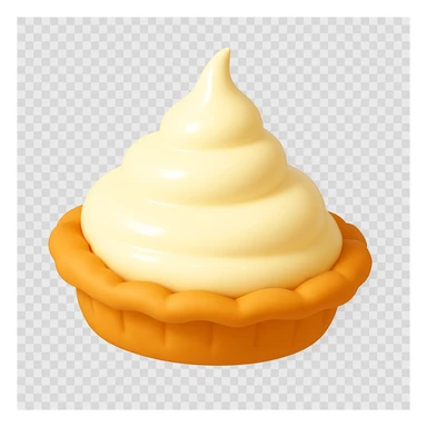 Frame 1 of 15: Intact cream pie, no splatter, playful 3D emoji style, golden brown crust, same angle as reference. sticker