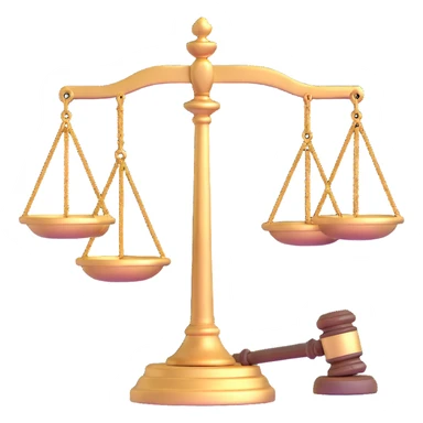 3D scales of justice with gavel sticker