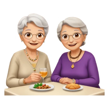 conversación dentro de un restaurant  dos personas y una de las persoans sea una abuela sticker