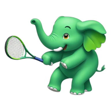 green elephant playing tennis sticker