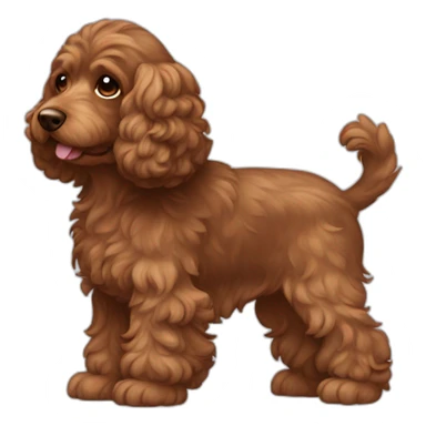 brown cockapoo from the side full body with curled up tail sticker