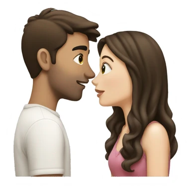 brunette, pale couple kissing emoji  sticker