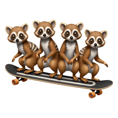 Four lemurs on one long skateboard sticker