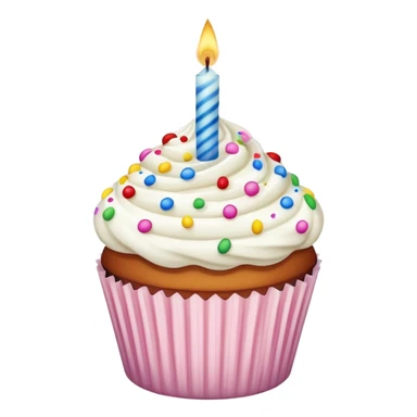 birthday cake icon but cup cake one candle sticker