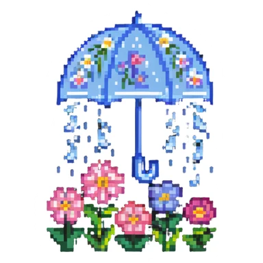 April month symbol with spring flowers and rain sticker