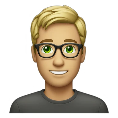 IT guy in round glasses with green eyes sticker