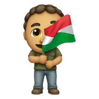 An emoji crying with Palestine flag in hand sticker
