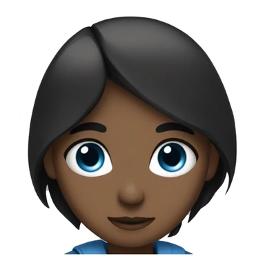 Brown har Girl blue eyes hugging black hair boy with black eyes sticker