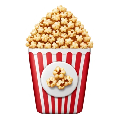 minimalist caramel popcorn in red and white horizontally striped package, ultra simple design, Apple emoji style sticker