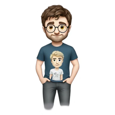 daniel radcliffe cartoon wearing tee sticker