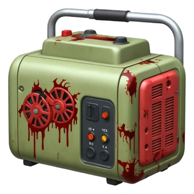 A generator for making electricity, covered in zombie guts. In a dark menacing style sticker