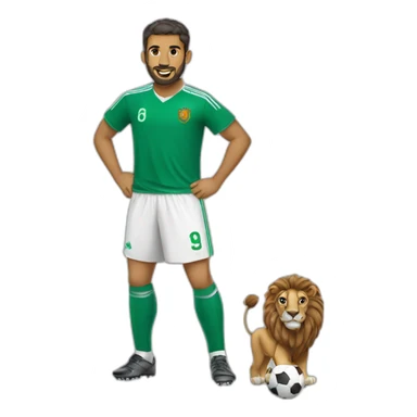 Lion portant une tenue marocaine de foot sticker