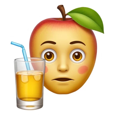 Apple emoji face drinking tequila with bored face sticker