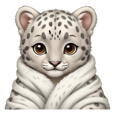 Cute baby snow leopard cub cozy in blanket sticker