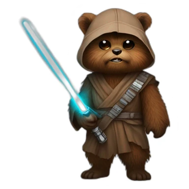 Ewok with lightsaber sticker