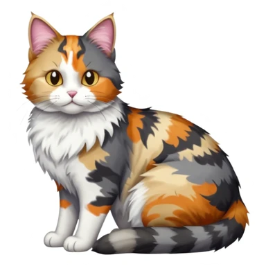 full body colourful light patched calico + white tabby cat cuddling a big dark grey and white tabby cat  sticker