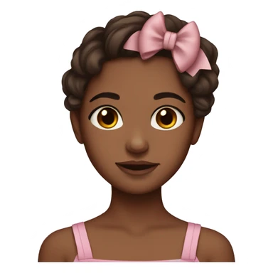 Brown skin girl with brown hair and brown eyes wearing a bow sticker
