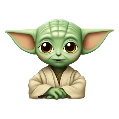 Baby Yoda with a teacher face sticker