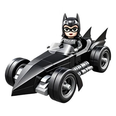  aerodynamic opulent dark knight futuristic concept Catwoman Batgirlmobile loosely based on 1977 Buick coupe  roadster racing Lego (flat long straight faceted mechanical body) winged stealthy street hot rod  sticker