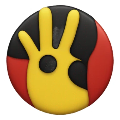 Yellow circle surrounded by black and red  sticker