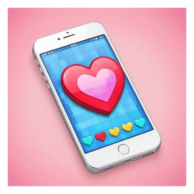 a phone showing a room on its screen with a heart sticker