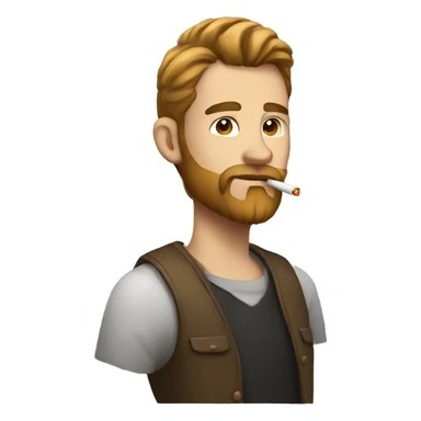 Man with light brown beard and pony tail smoking  sticker