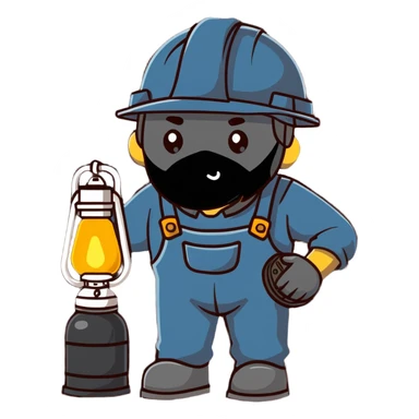 Extremely detailed 19th century coal miner with soot-covered face, detailed period work clothes, helmet with lamp, realistic lighting and textures sticker