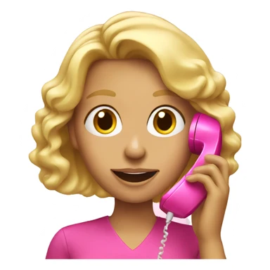 Blonde girl talking on a pink phone  sticker