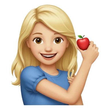 Emoji blonde girl love biting an arm sticker