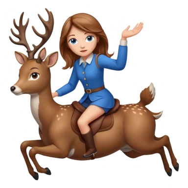 Girl with light brown hair and blue eyes riding a deer sticker